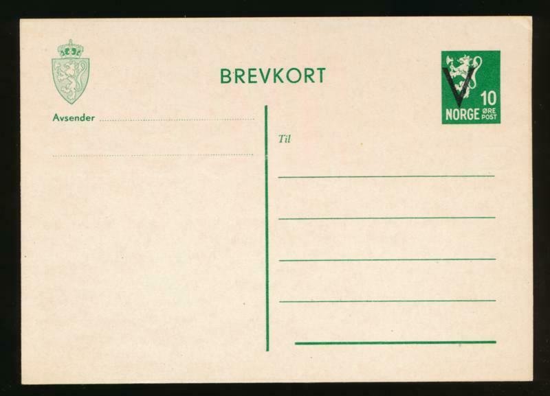 NORWAY Mi. P93 POSTAL STATIONERY POSTAL CARD 10o GREEN