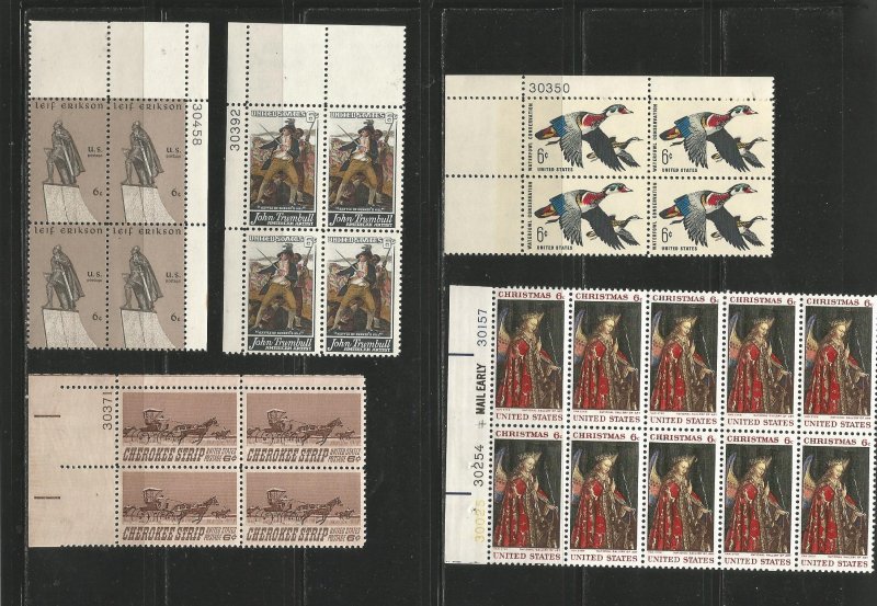 USA Stamps #1359,1360,1361,1362,1363 Blocks of 4 & 10