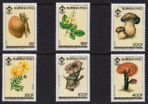Burkina Faso 1985 Sc#669/674 MUSHROOMS/SCOUTS ovpt. Burkina Faso Set (6) MNH