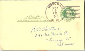 United States New Hampshire Mascoma 1945 4c-bar  1909-1955  Postal Card  Phil...