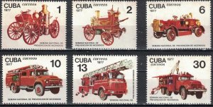 Cuba Sc# 2144-2149 FIRE PREVENTION trucks CPL SET of 6  1977 MNH