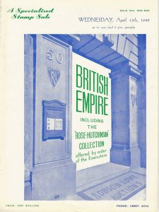 Rose Hutchinson British Empire, Robson Lowe Ltd., #Sale 828-829, April 13, 1949