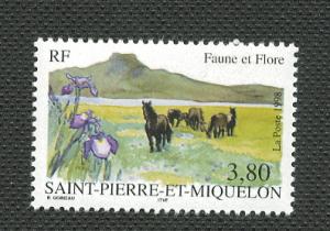 St Pierre & Miquelon - Scott's # 661 Horses & Iris - M NH
