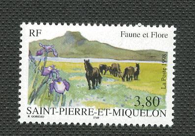 St Pierre & Miquelon - Scott's # 661 Horses & Iris - M NH