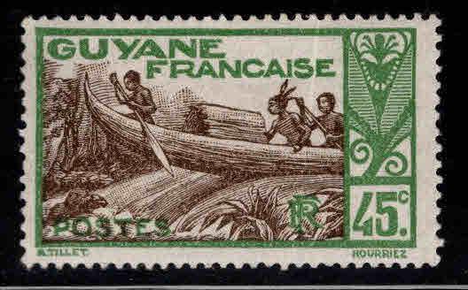 French Guiana Scott 122 MH* stamp vertical crease