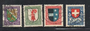 Switzerland Sc B37-40 1926 Pro Juventute Coats of Arms stamp set used