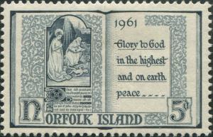 Norfolk Island 1961 SG42 5d Christmas prayer book MLH