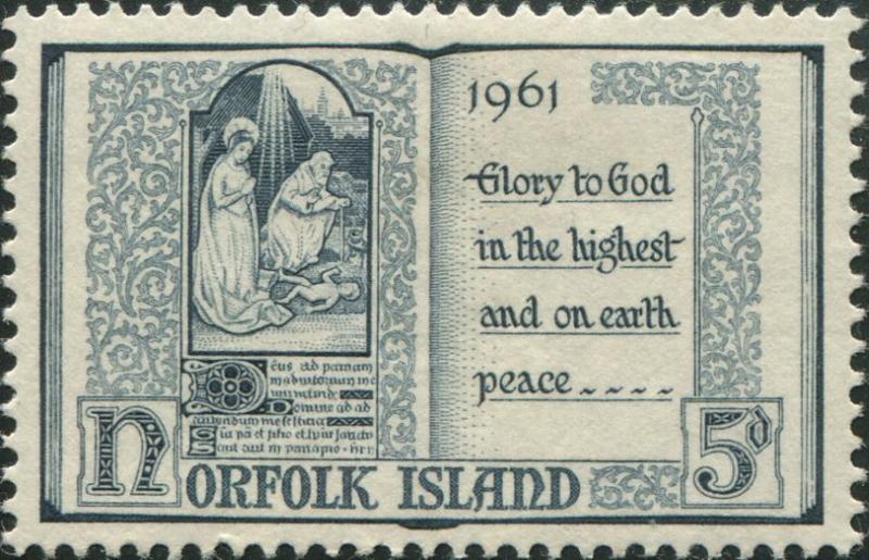 Norfolk Island 1961 SG42 5d Christmas prayer book MLH