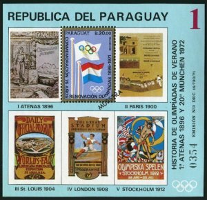 Paraguay C340-C343 Specimen,MNH.Mi Bl.182-185. History of Olympic Games,1972.