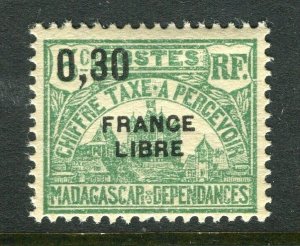 FRENCH COLONIES; MADAGASCAR 1940s early FRANCE LIBRE Postage Due 30c. value