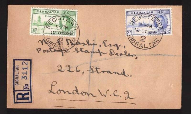 Gibraltar, 1946 registered cover to GB    -BN49