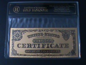 UNITED STATES-1878-CAT#314-$1000- 24K GOLD REPLICA NOTE WITH CERITIFICATE-VF