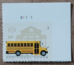 US #5740 (24c) School Bus-Additional Ounce Rate MNH plate #B111111 (2023)