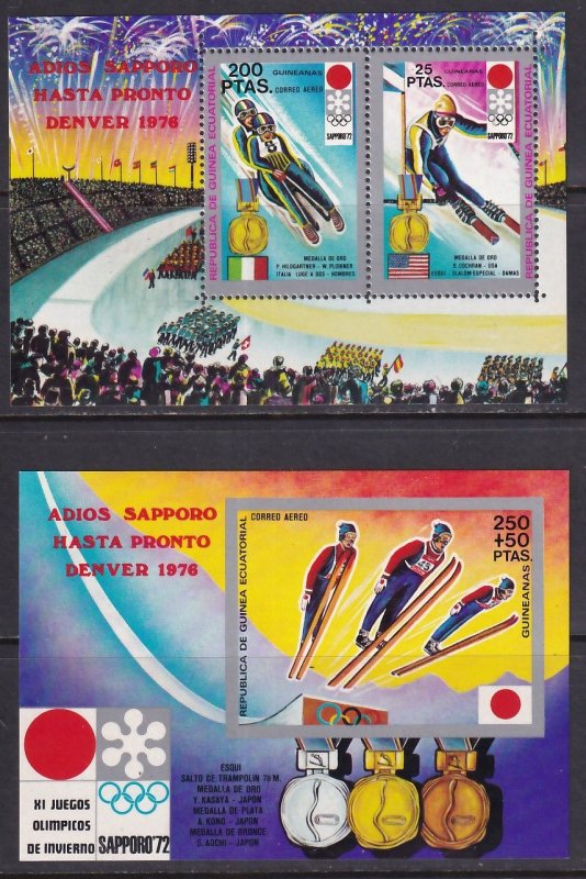 Equatorial Guinea (1972) Michel Blocks 11-12. MNH. Sapporo Olympics Gold Medals