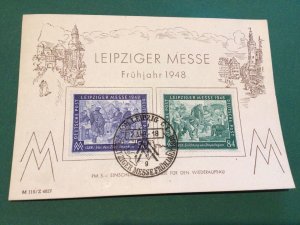 Germany Leipziger Messe 1948 Spring Fair souvenir stamps postal card  62408