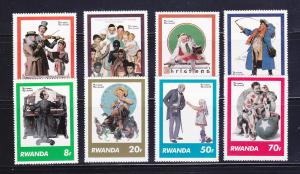 Rwanda 1027-1034 Set MNH Art, Norman Rockwell Illustrations (A)