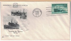 1946 FDC, #939, 3c U.S. Merchant Marine, 3 diff. cachets
