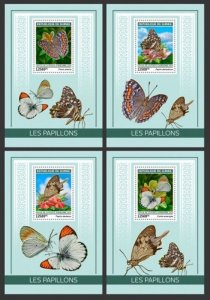 Guinea - 2019 Butterflies on Stamps Set of 4 Souvenir Sheets GU190103b