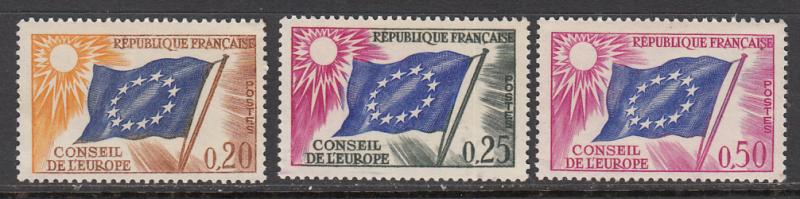 France Council of Europe SC# 1O7-9  1963 Flag MNH