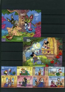 St.VINCENT & GRENADINES 1990 DISNEY SHAKESPEARIAN ROLES 8 STAMPS & 2 S/S MNH