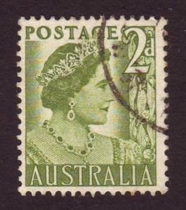 Australia 1951 Sc#231, SG#237 2d Green Queen, Queens, Royalty USED