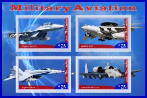 Stamps.  Transport. Military Aviation  2019 year 1+1 sheets perforated