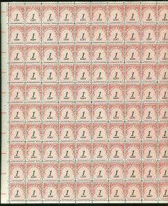 UNITED STATES LOT OF 20 COMPLETE SHEETS POSTAGE DUE 1c SHEETS SCOTT#J89 MINT NH