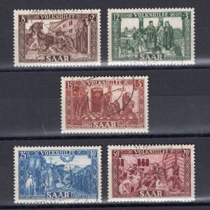 GERMANY SAAR 1950 PEOPLES HELP SCOTT B77-B81 VERY FINE USED EXPERTIZED NEY BPP