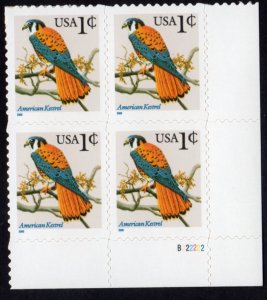 Scott #3031A 2000 American Kestrel Plate Block of 4 Stamps - MNH (LR)