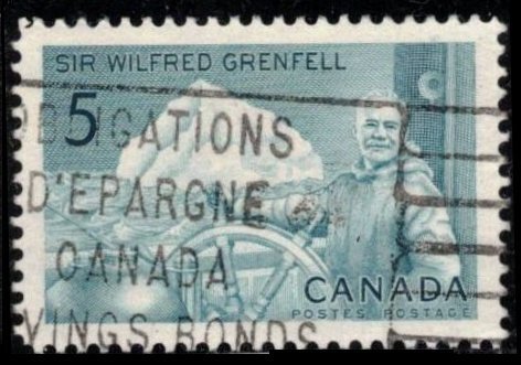 STAMP-S 1c FILLER, CANADA 1965 5c #438 GRENFELL AND SHIP