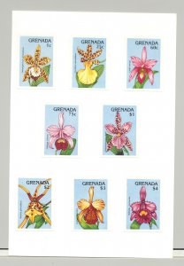 Grenada #1800-1809 Orchids, Expo 90 8v & 2v S/S Imperf Proofs Mounted on Cards