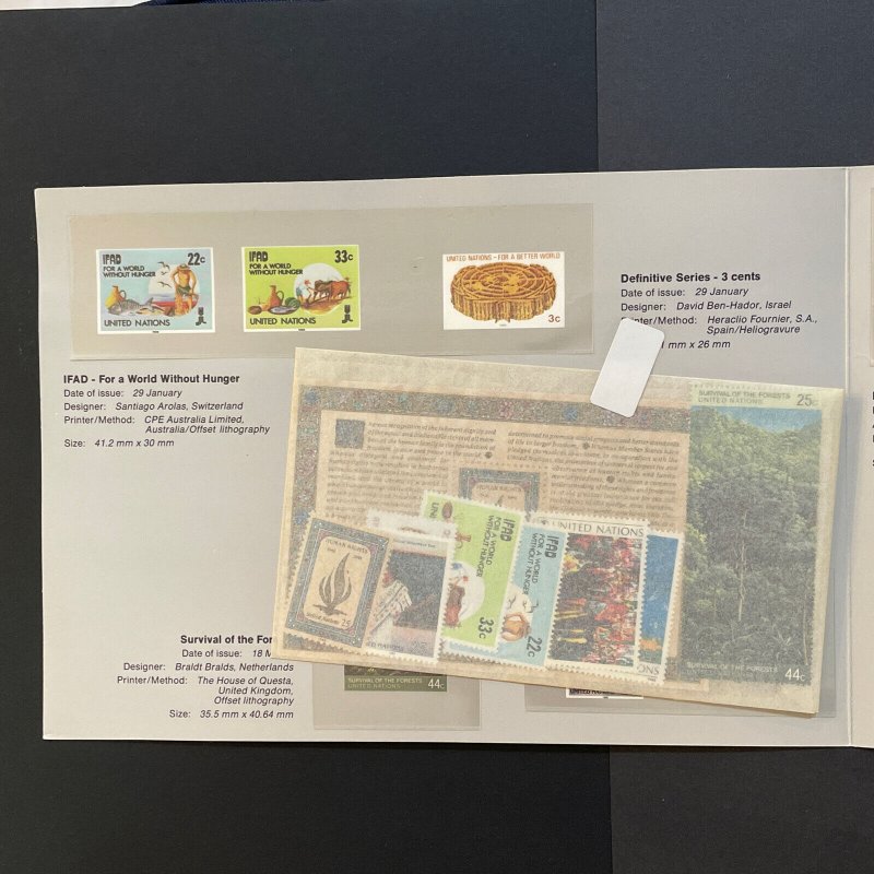 3 UN 1988 NY GENEVA VIENNA Complete Year Sets in Souvenir Folders 