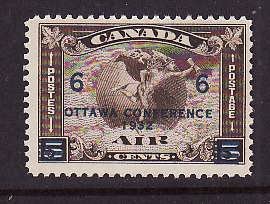 Canada-Sc#C4-unused NH 6c on 5c olive brown air mail-Maps-id118-1932-
