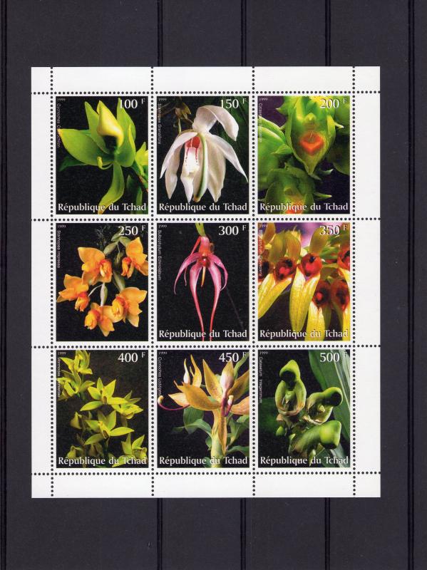 Chad 1999 ORCHIDS-FLOWERS  Sheetlet (9) Perforated MNH