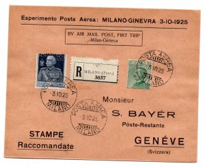 1925 Milan/Geneva 3.10.25 - airogram acc. for first flight