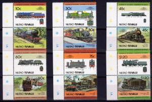 Tuvalu-Niutao 1985 LOCOMOTIVES 2nd.series (12) 6 pairs MNH