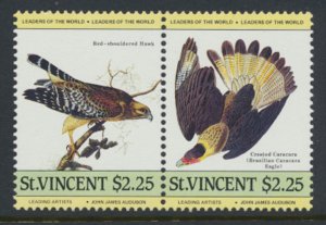 St. Vincent  SC# 8010a-b  MNH Audubon Birds se-tenant pair 1985 see detail & ...