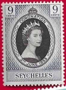 SEYCHELLES SCOTT#172 1953 9c QEII CORONATION - MH