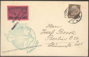 Germany 1933  Zucker Autograph Rocket Mail Imperf Stamp Flown Cover Hasse 103405