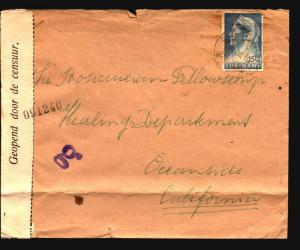 Suriname 1940s Censor Cover to USA / Fold / Taped Back - Z14968