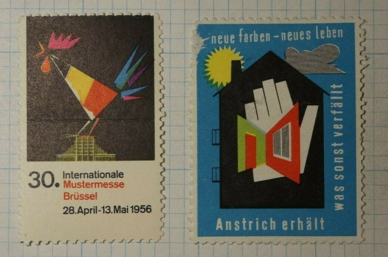 Brussels Belgium Intl Pattern Fair 1956 WW Exposition Poster Stamp Ads