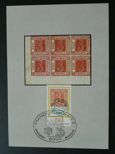 stamp on stamp Sachsen early stamps philately maximum card Germany 1982