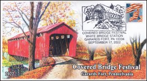 22-220, 2022 ,Covered Bridge Festival, Pictorial Postmark, Event Cover, Garards