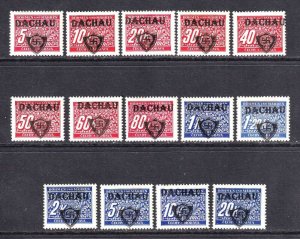 BOHEMIA & MORAVIA J1-J14 DACHAU OVERPRINTS OG H M/M F/VF TO VF 
