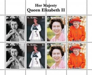 St. Kitts 2022 - Her Majesty, Queen Elizabeth II - Sheet of 8 Stamps - MNH 