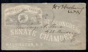 1860's Congressional Free Franking by H.B. ANTHONY, allover cover Senate Chamber