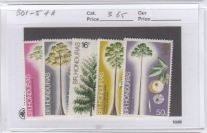 British Honduras 301-5 Hardwood Trees mnh