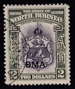 SG 333 North Borneo 1945. $2 violet & olive-green. Very fine used CAT £55