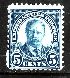 USA-Sc#637- id7-unused NH 5c T.Roosevelt-1926-34-light pencil on back-