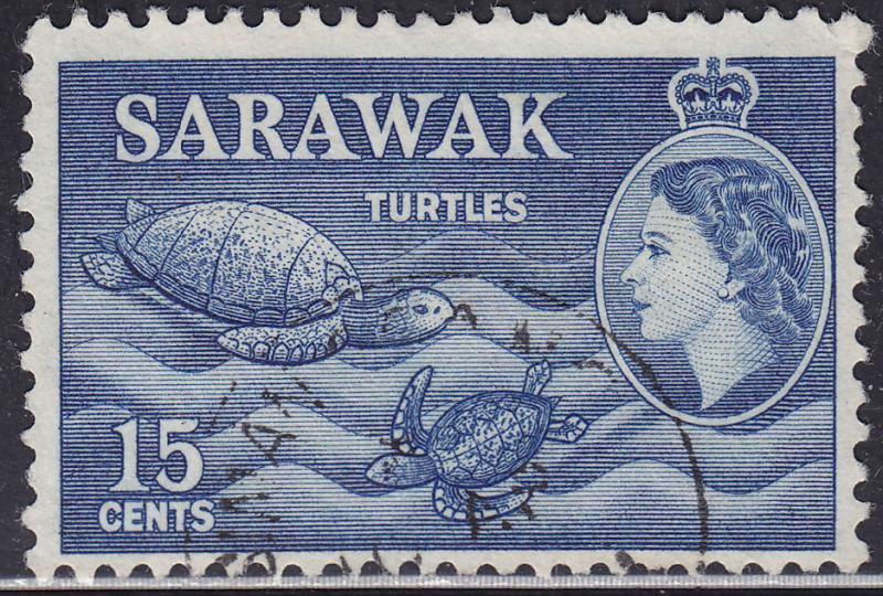 Sarawak 204 USED 1955 Sea Turtles